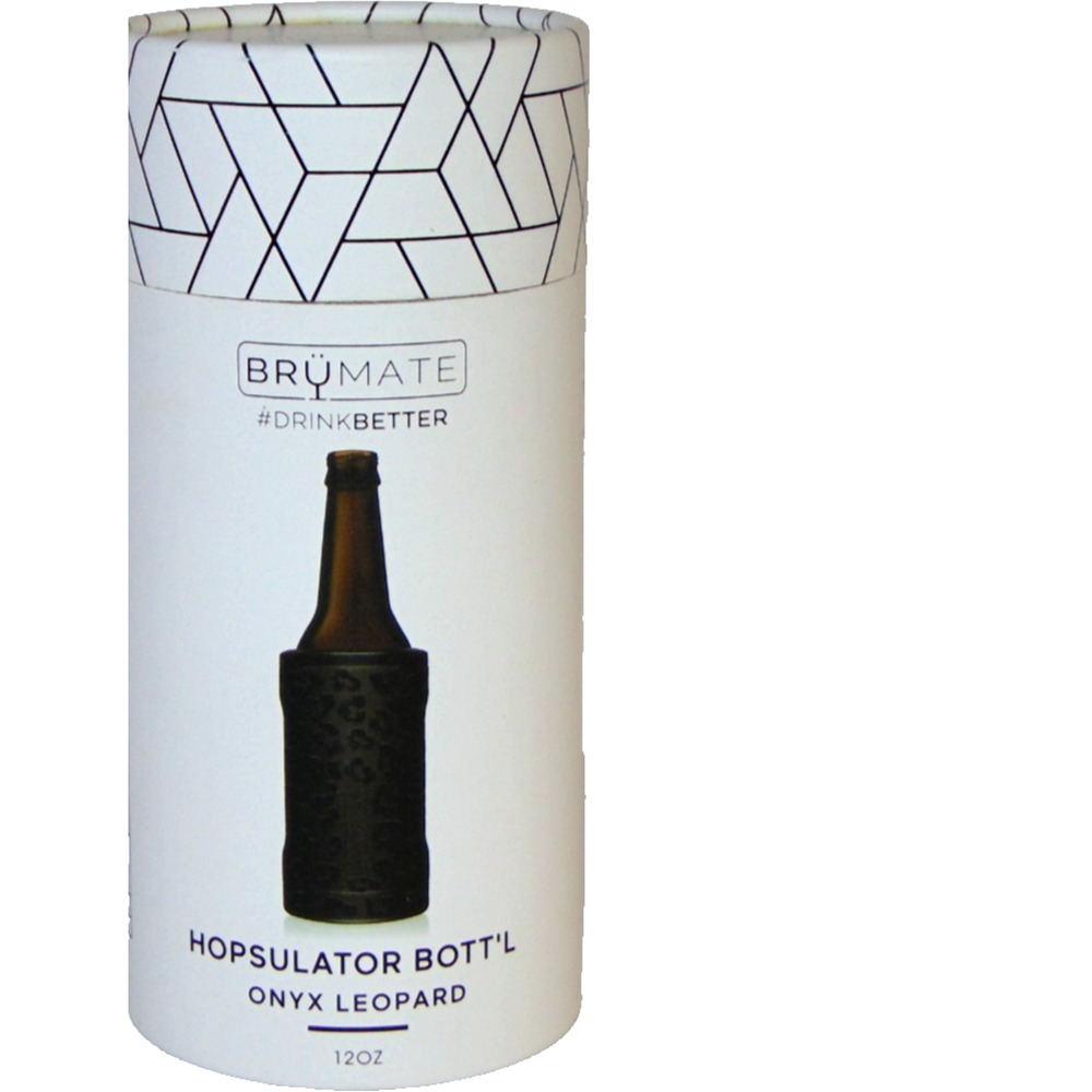 BruMate Hopsulator Bott'l 12oz Onyx Leopard Insulated Bottle Cooler Geometric